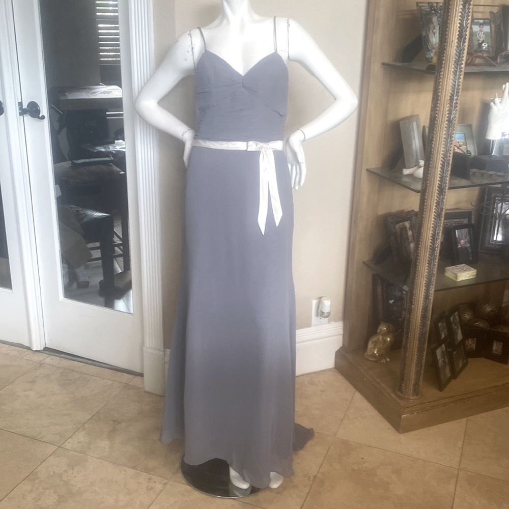 Bari Jay Gray/White Gorgeous Gown Sz S